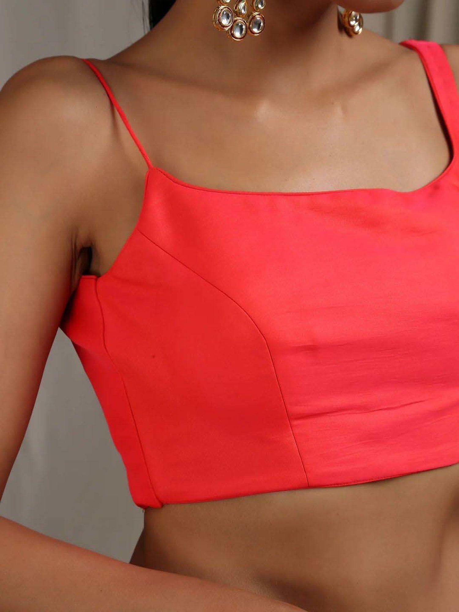 Swtantra Orange Plain Readymade Blouse