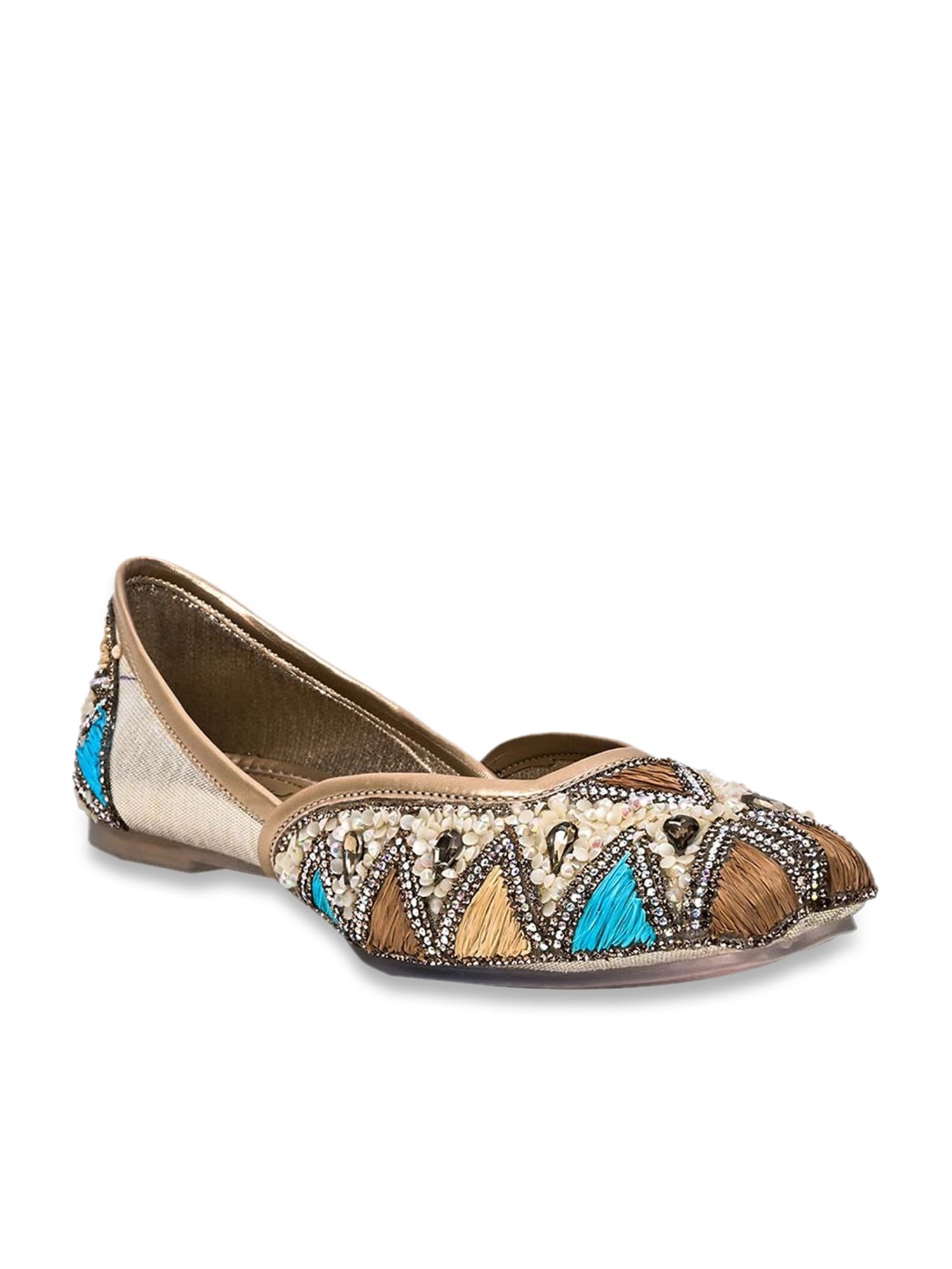 Jove Women's Gold Ethnic Juttis
