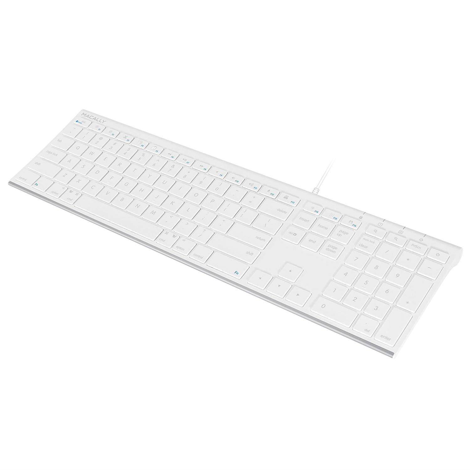 Macally Ultra-Slim USB Wired Computer Keyboard for Apple Mac Pro, MacBook Pro/Air, iMac, Mac Mini, Laptop, Windows PC Laptop (ACEKEY)