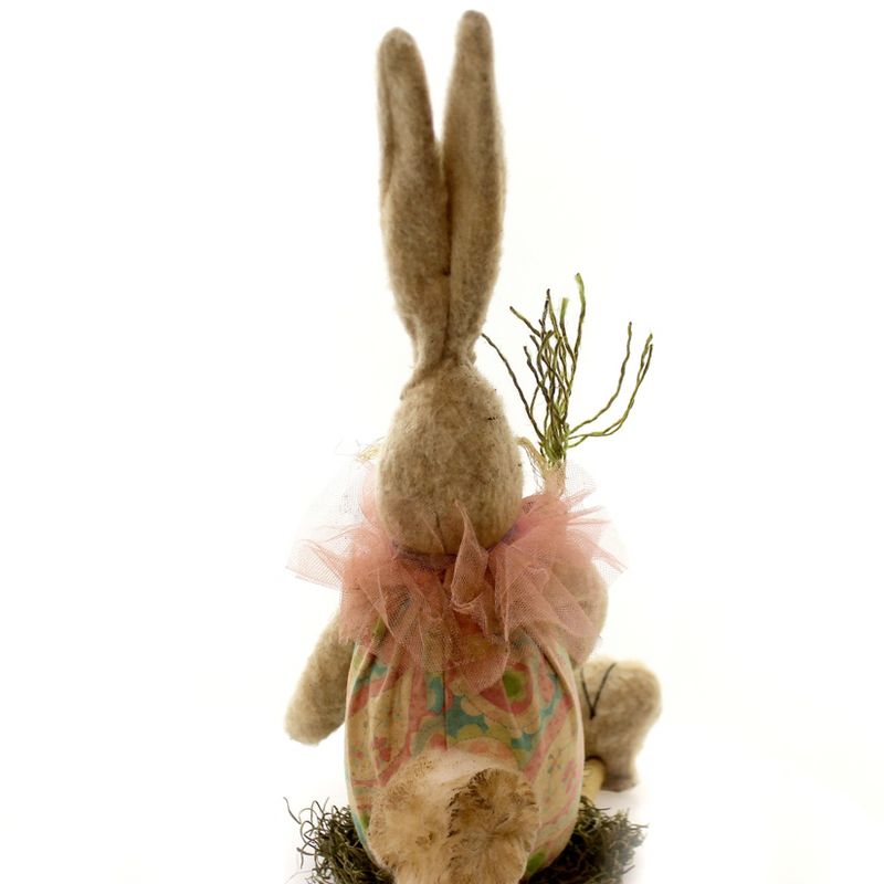 Plush Sitting Girl Rabbit Bunny Primative/Folk Art Design  -  Decorative Figurines