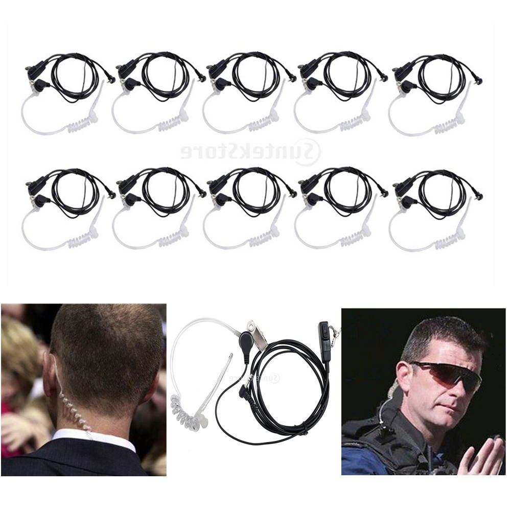 10pcs Advanced Covert Acoustic Tube Bodyguard FBI Earpiece Headset PTT Mic