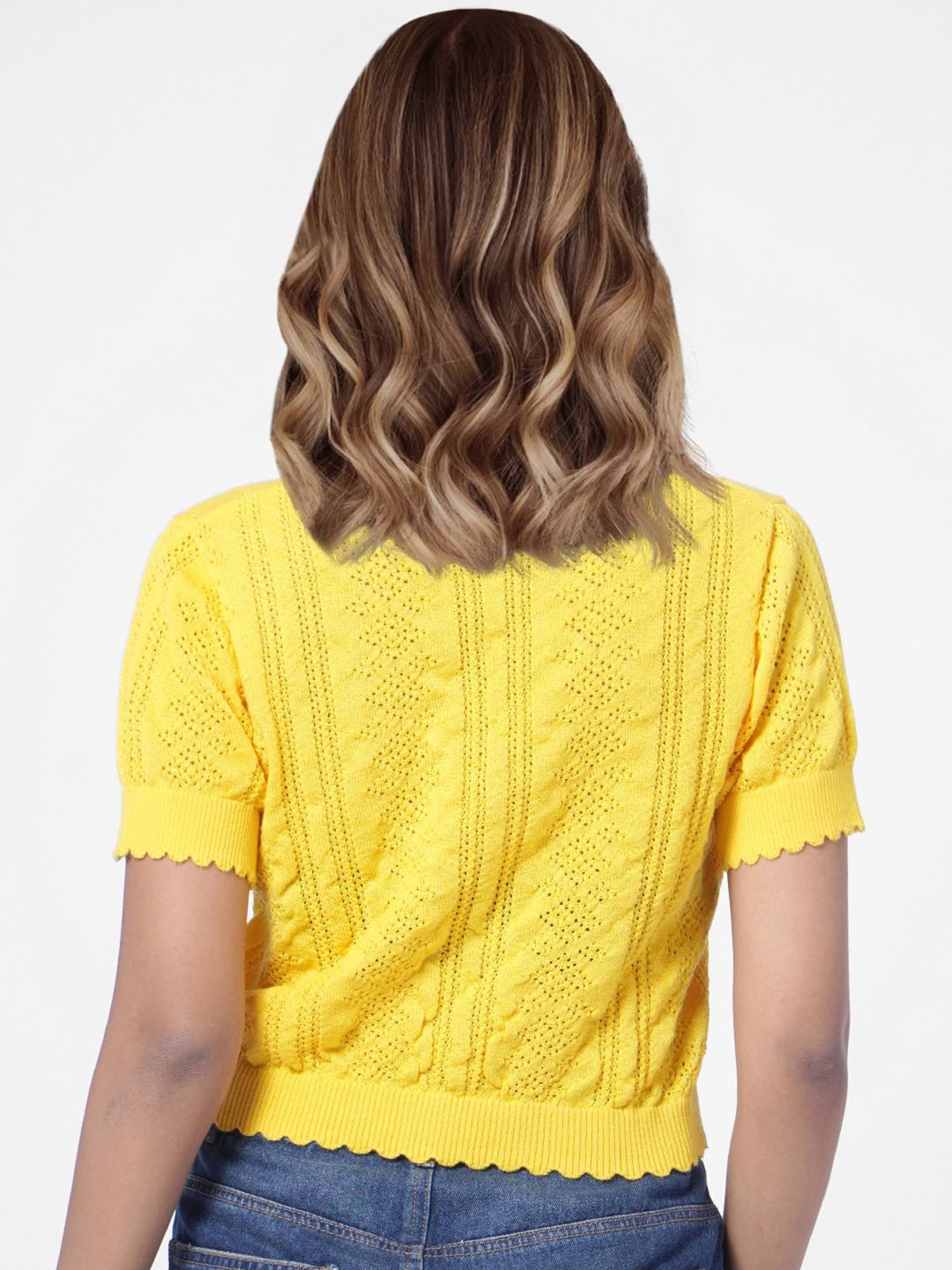 Only Yellow V Neck Crop Cardigan