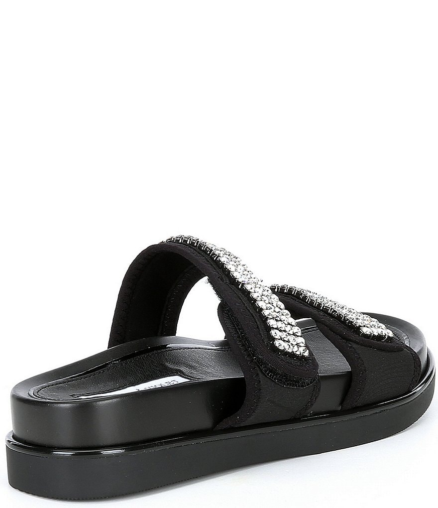 Chelsea & Violet Alici Rhinestone Two-Banded Flatform Sandals