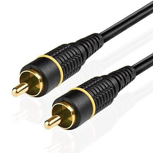 tnp subwoofer s/pdif audio digital coaxial rca composite video cable 6 feet  gold plated dual shielded rca to rca male connectors  black