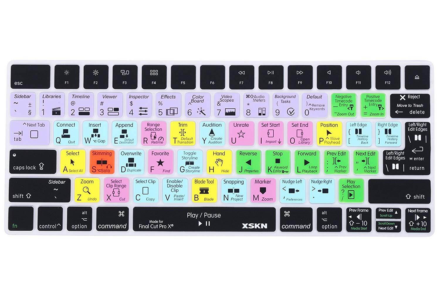 XSKN Magic Keyboard Final Cut Pro X Shortcut Keyboard Cover, XSKN Durable FCPX Hotkeys Silicone Keyboard Skin for Apple Magic Keyboard MLA22LL/A, MLA22B/A (US & EU version)