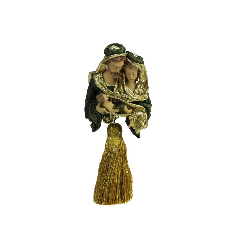 Roman 8" Holy Family Religious Tassel Christmas Ornament - Green/Gold