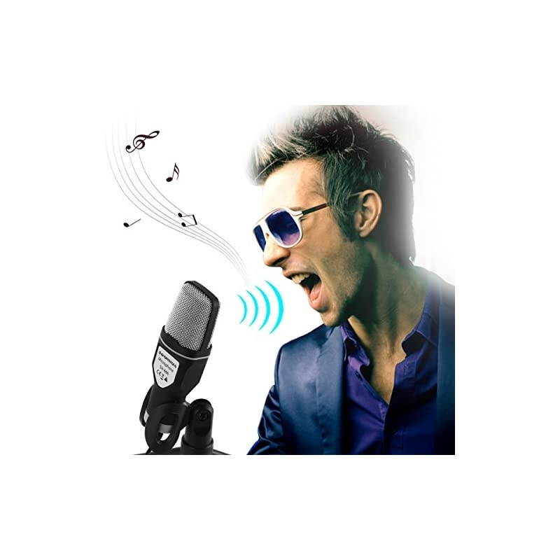 Condenser MicrophoneComputer Microphone 35MM Plug and Play Omnidirectional Mic with Desktop Stand for GamingYouTube VideoRecording PodcastStudiofor PCLaptopTabletPhone