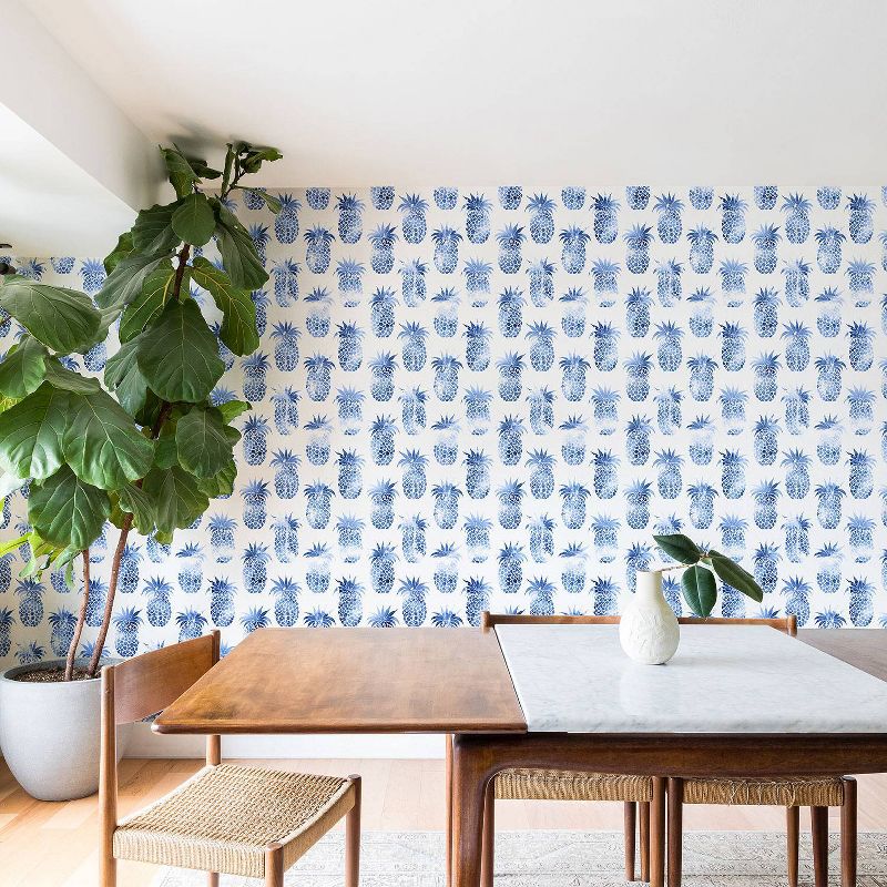 2"x4" Schatzi Brown Pineapples Blue Wallpaper Blue - Deny Designs