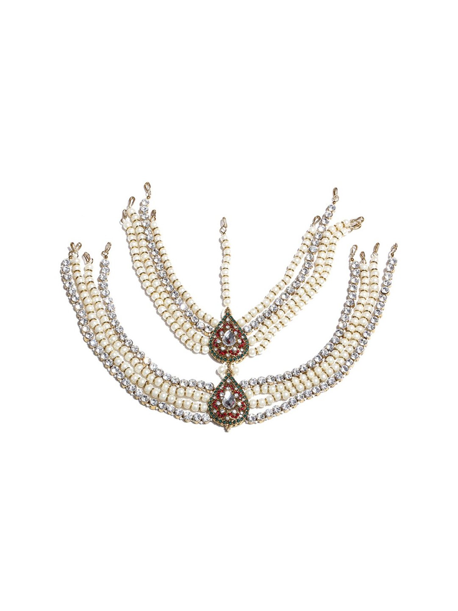 Zaveri Pearls Antique Gold Tone Multi Strand Bridal Pearls Matha Patti-ZPFK2914