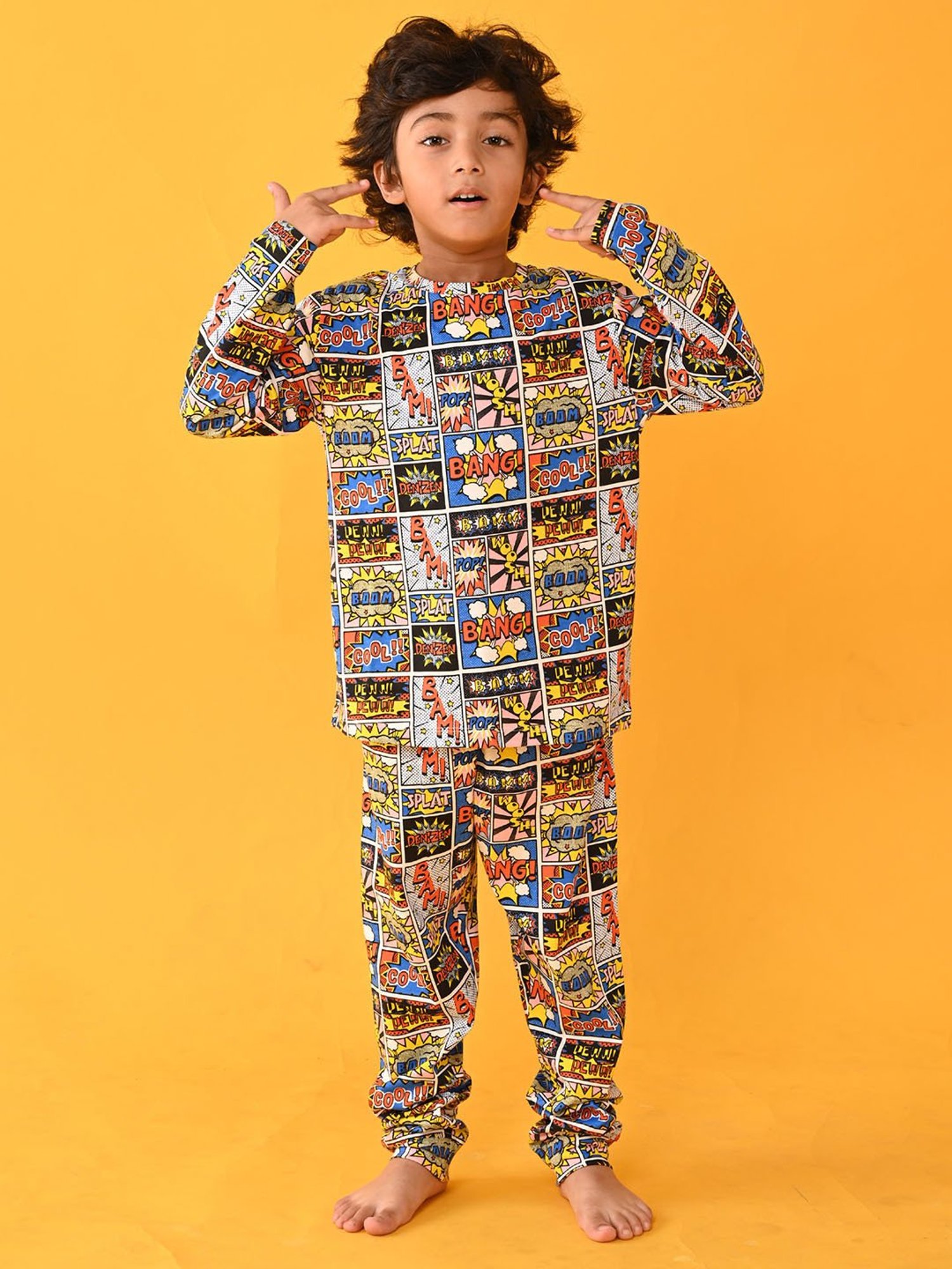 Anthrilo Kids Multicolor Printed Full Sleeves T-Shirt with Pyjamas