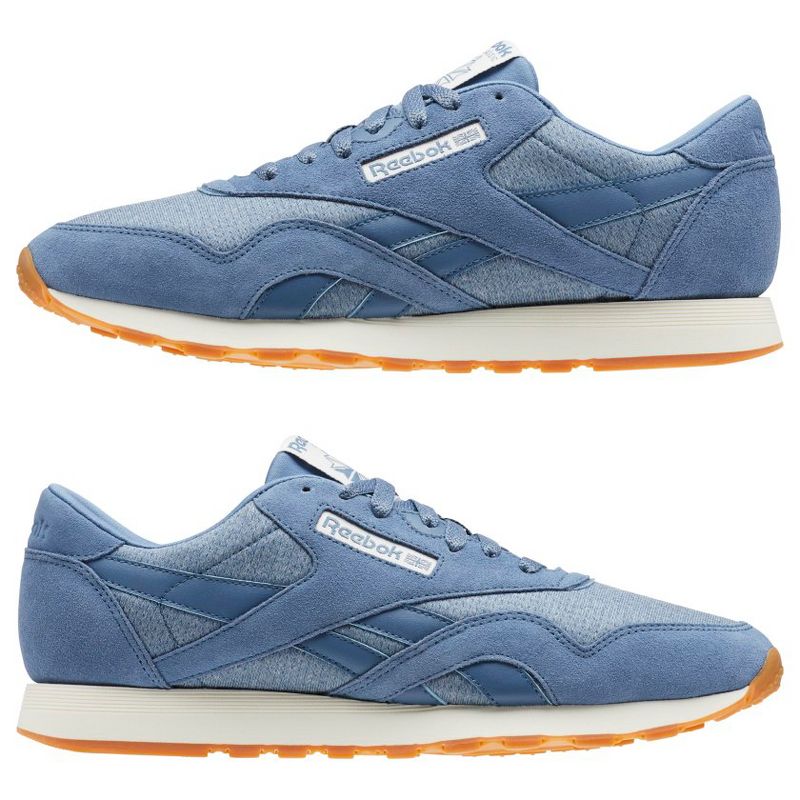 Reebok Classic Nylon Mens Performance Sneakers 4.5 BLUE SLATE / CHALK
