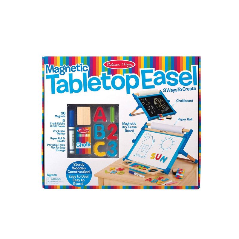 Melissa & Doug Double-Sided Magnetic Tabletop Art Easel - Dry-Erase Board and Chalkboard
