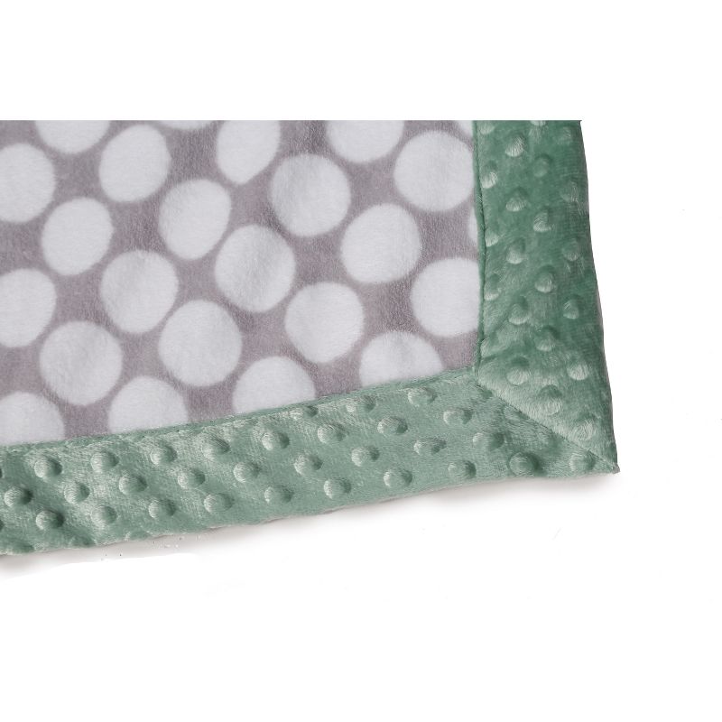 Bacati - Grey Dots with Solid Border Blanket (Grey Dots/Mint Border)
