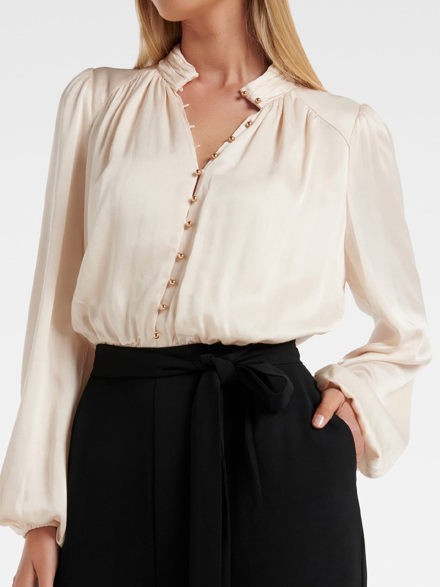 Forever New Bone & Black Jumpsuit