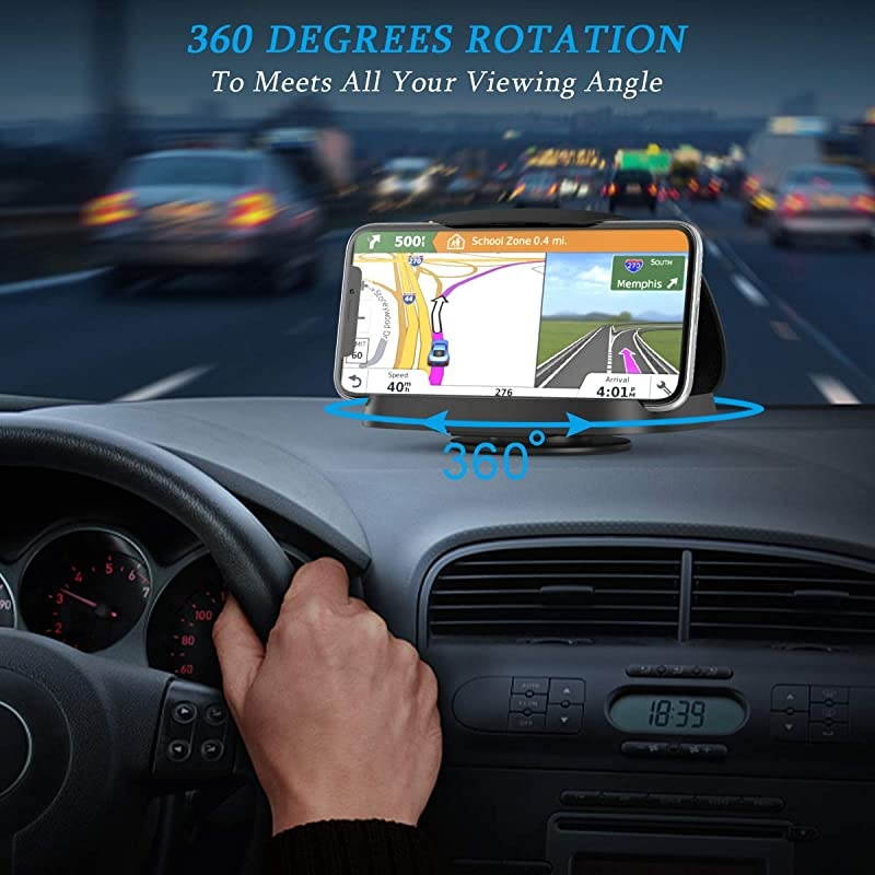 Cell Phone Holder for Car Vertical Horizontal Car Phone Mount with 360&deg; Rotate Detachable Magnetic Base Dashboard Cradle Compatible iPhone Samsung Galaxy Android Smartphones GPS Devices