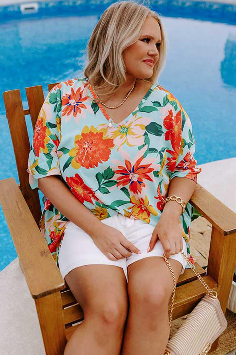 Rose Leopard Print V Neck Plus Size Tee