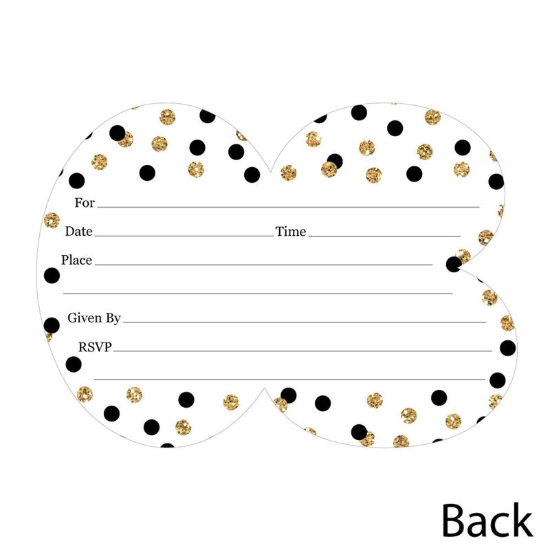 Big Dot of Happiness Adult 70th Birthday - Gold - Shaped Fill-In Invitations - Birthday Party Invitation Cards with Envelopes - Set of 12