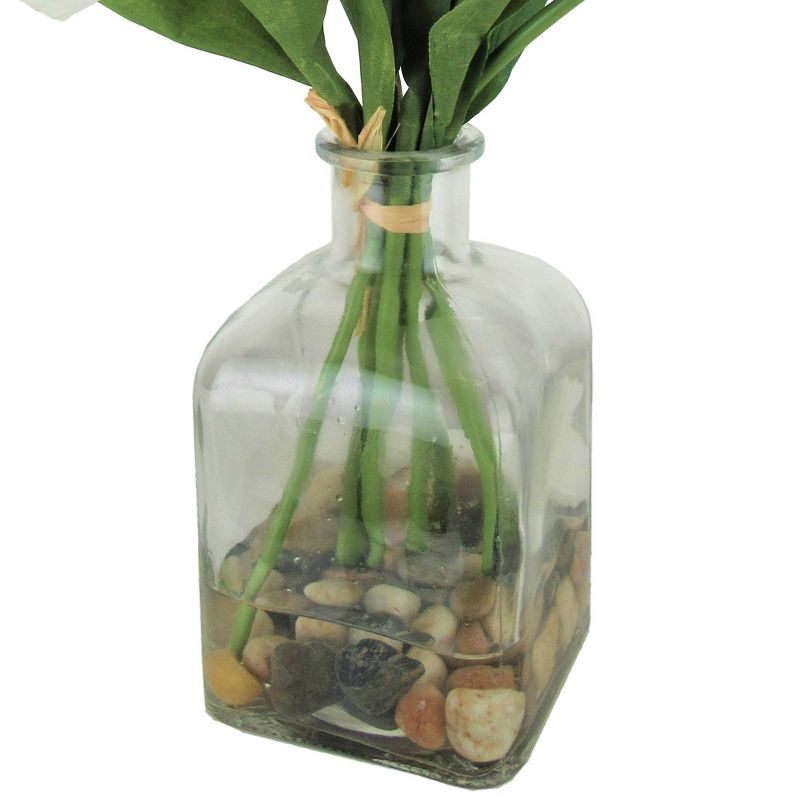 12" x 5" Artificial Tulip Faux Arrangement in Glass Jar White - LCG Florals