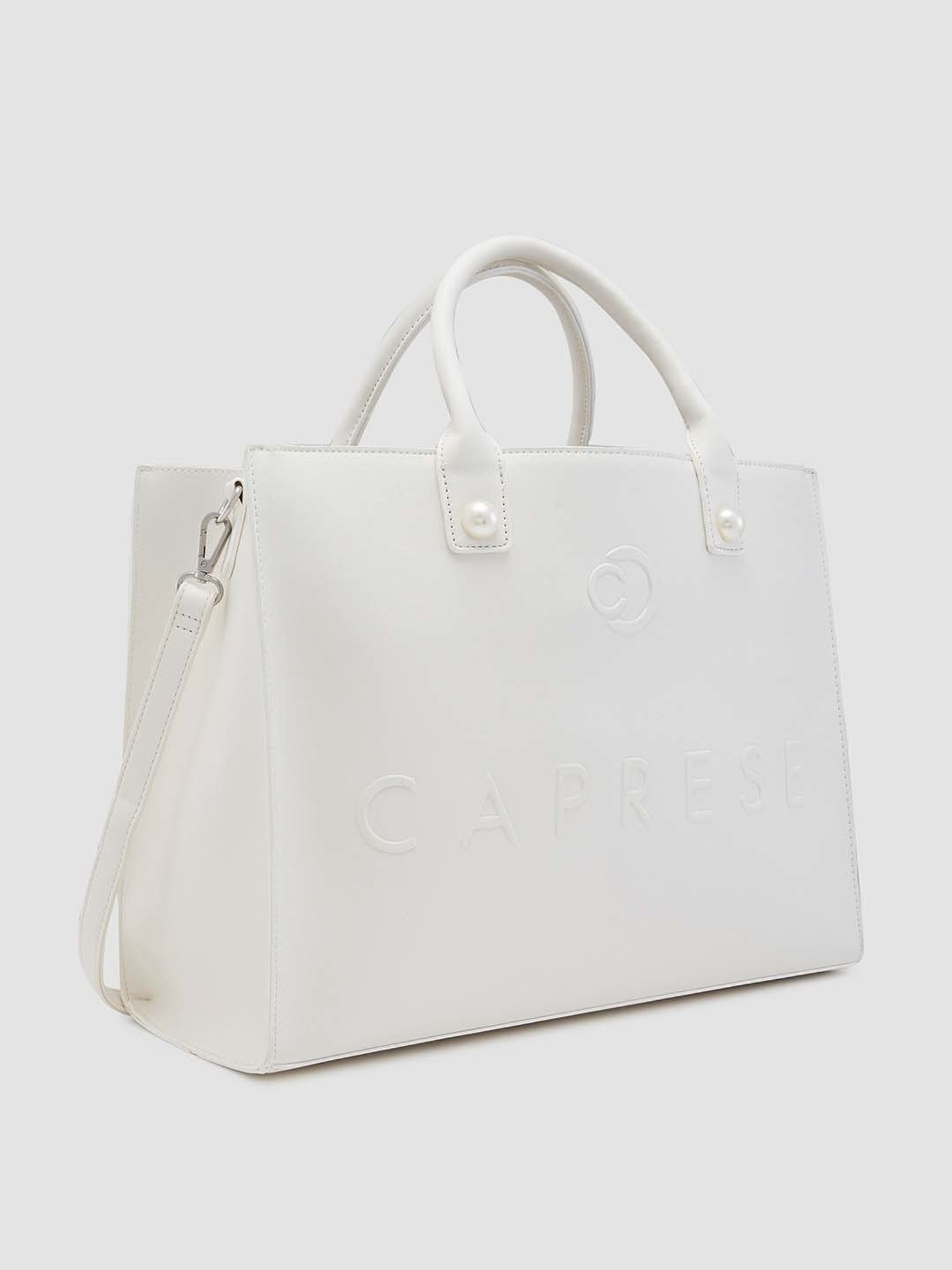 Caprese Pink Cloud Tote Large White Women Handbag | Office Handbag | The Kiara Collection