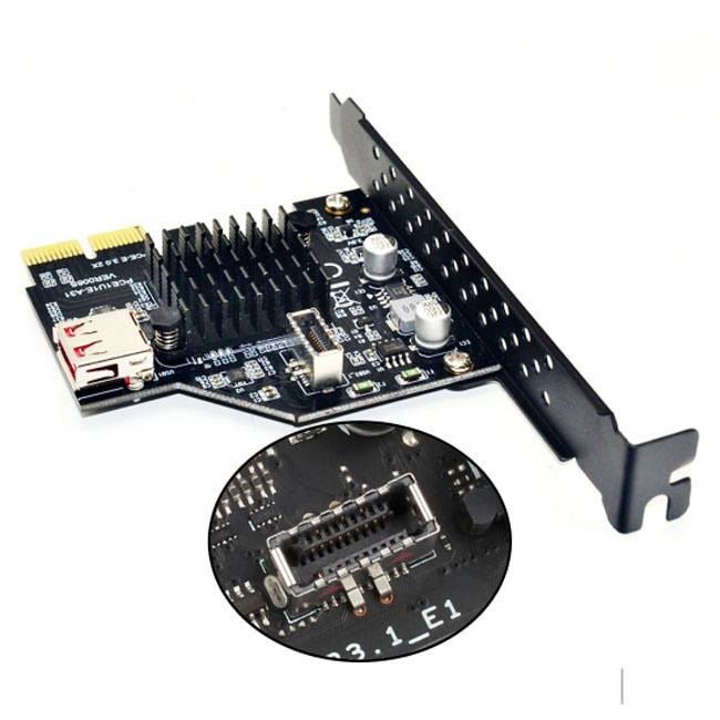 FVH USB 3.1 Front Panel Socket & USB 2.0 to PCI-E Express Card Adapter for Motherboard UC-136