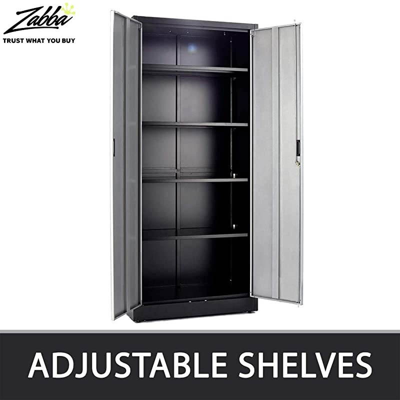 Metal Storage Cabinet - 71" Tall w/ Locking Doors & Adjustable Shelves - Steel Utility Cabinets For Garage, Office, Classroom, Kitchen Pantry -70.86" L x 31.5" W x 15.75" D | Black/Gray