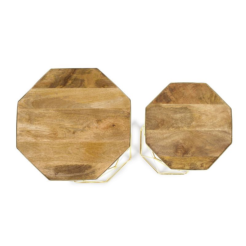 Set of 2 Regata Side Tables Natural/Antique Brass - Poly & Bark