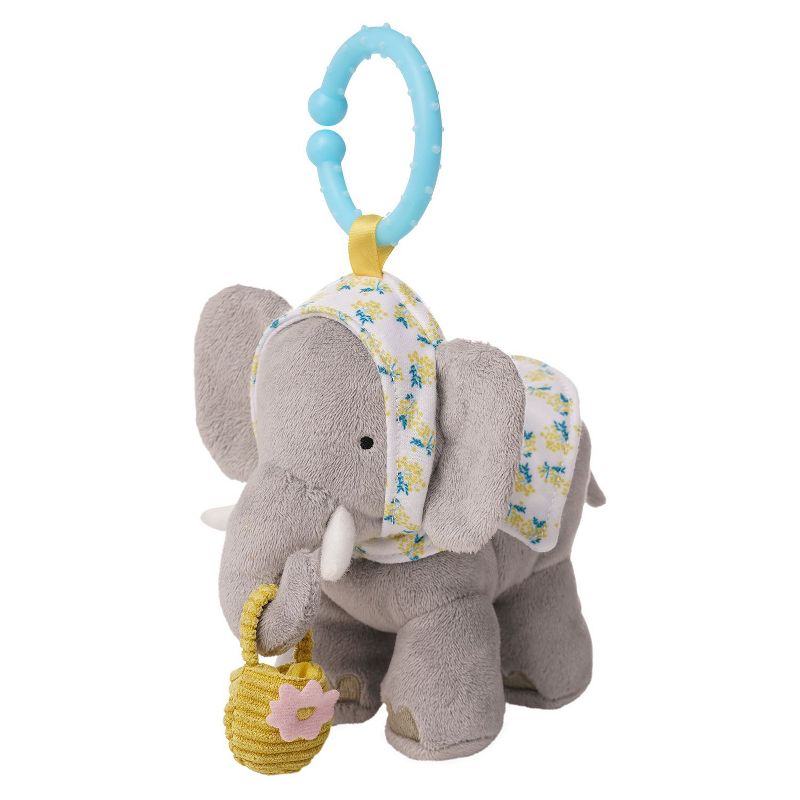 Manhattan Toy Fairytale Elephant Plush Baby Travel Toy with Chime, Crinkle Ears and Teether Clip-on Attachment
