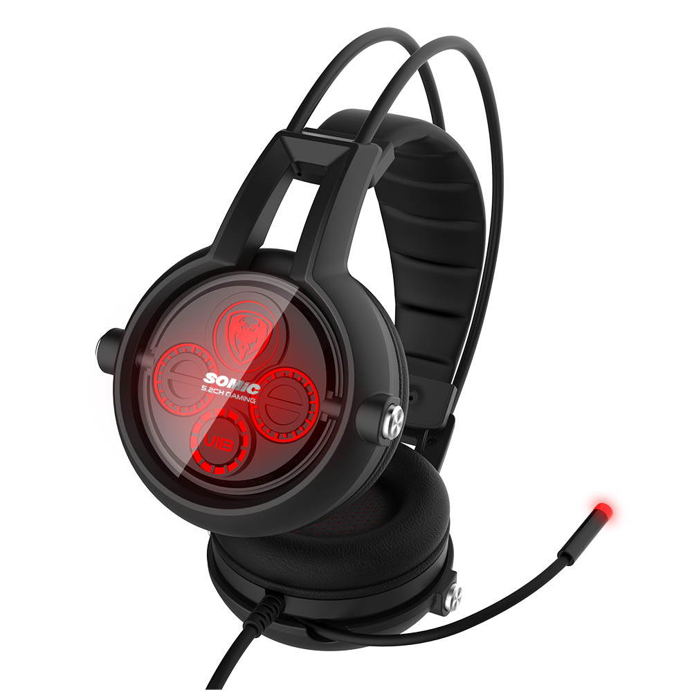 Somic E95X PS4 Physics 5.2 Multi-channel Vibration USB Headset, Super Bass Noise Canceling Headphones with LED, Microphone For FPS PS4 Computer Games