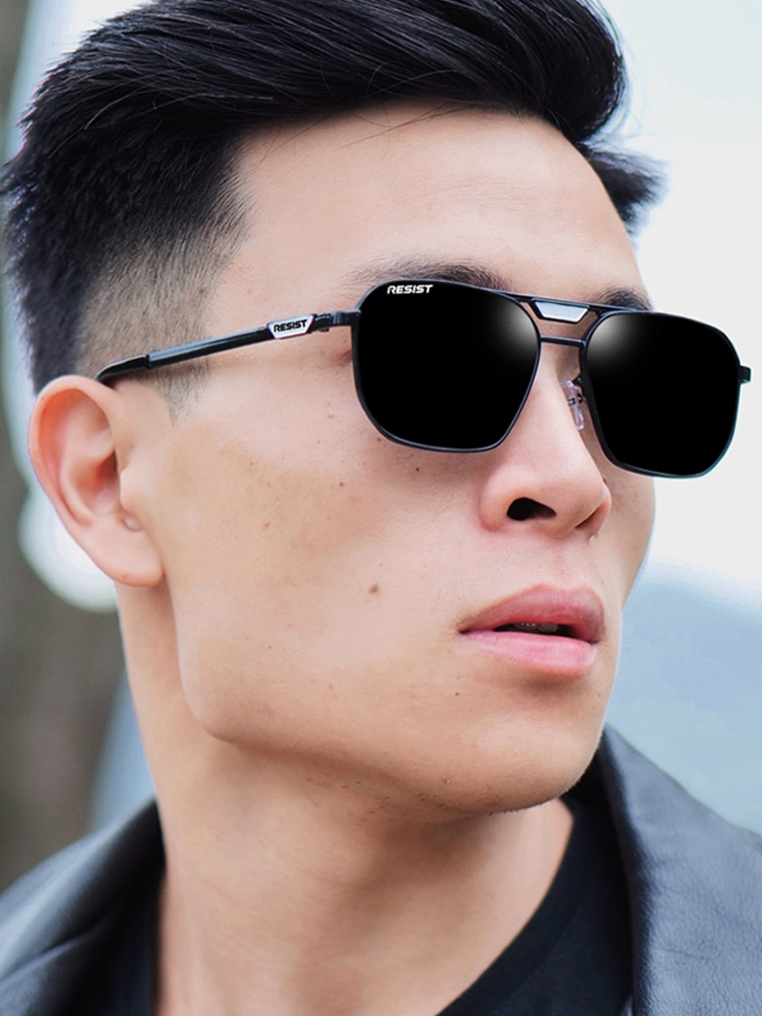 Resist Eyewear Black Square UV Protection Unisex Sunglasses