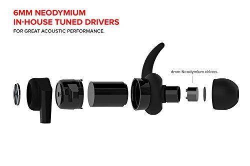 Creative Outlier ONE Wireless Bluetooth 4.1, IPX4 Water-Resistant Sweat-proof In-Ear Headphones with Built-in Microphone, 9.5 Hours Battery Life and Tangle-Free Cable (Black)