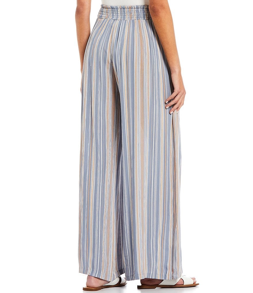 Angie Mulit-Stripe Tie Front Wide Leg Palazzo Pants