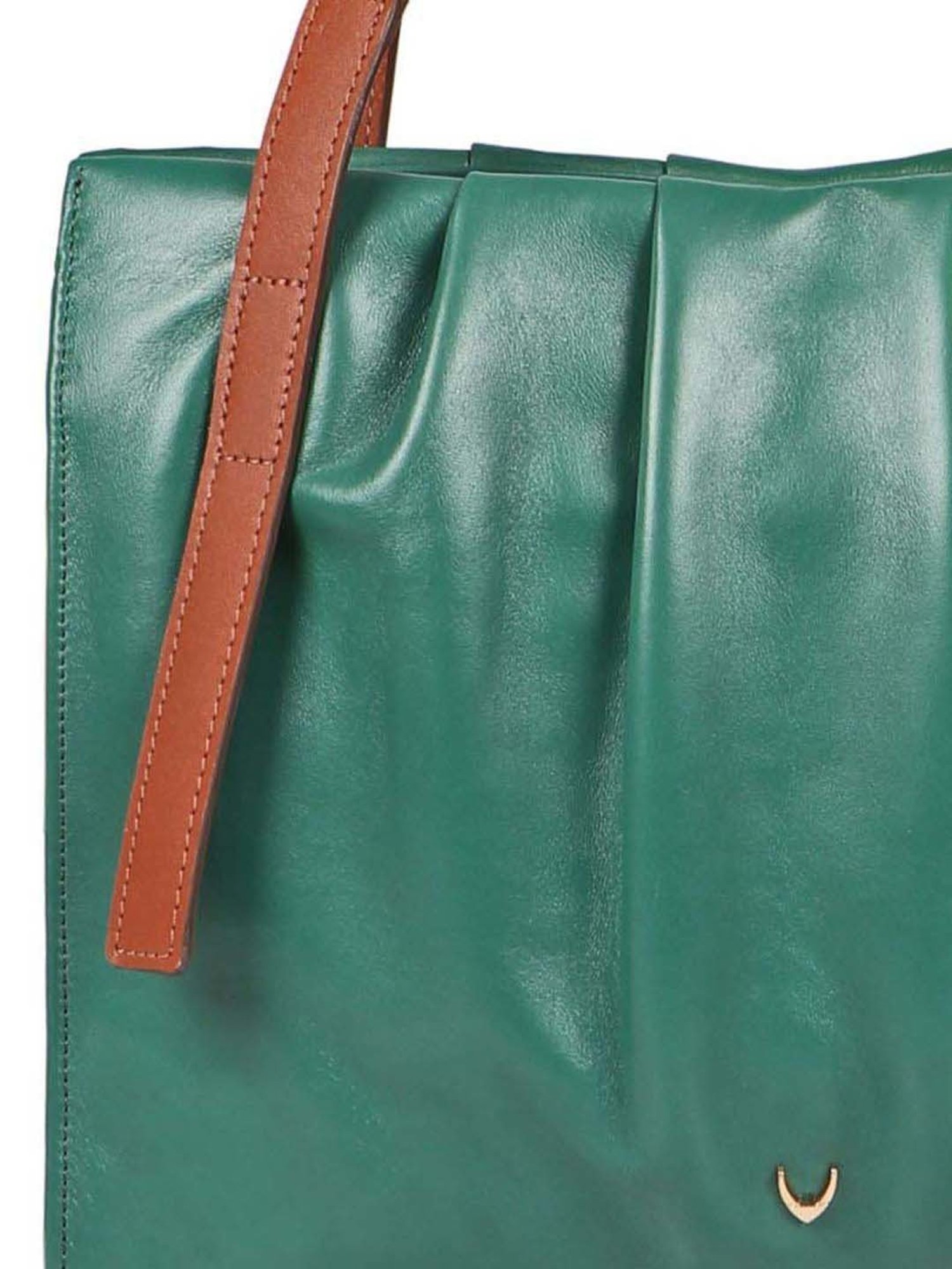 Hidesign Malasana Green Solid Medium Shoulder Handbag