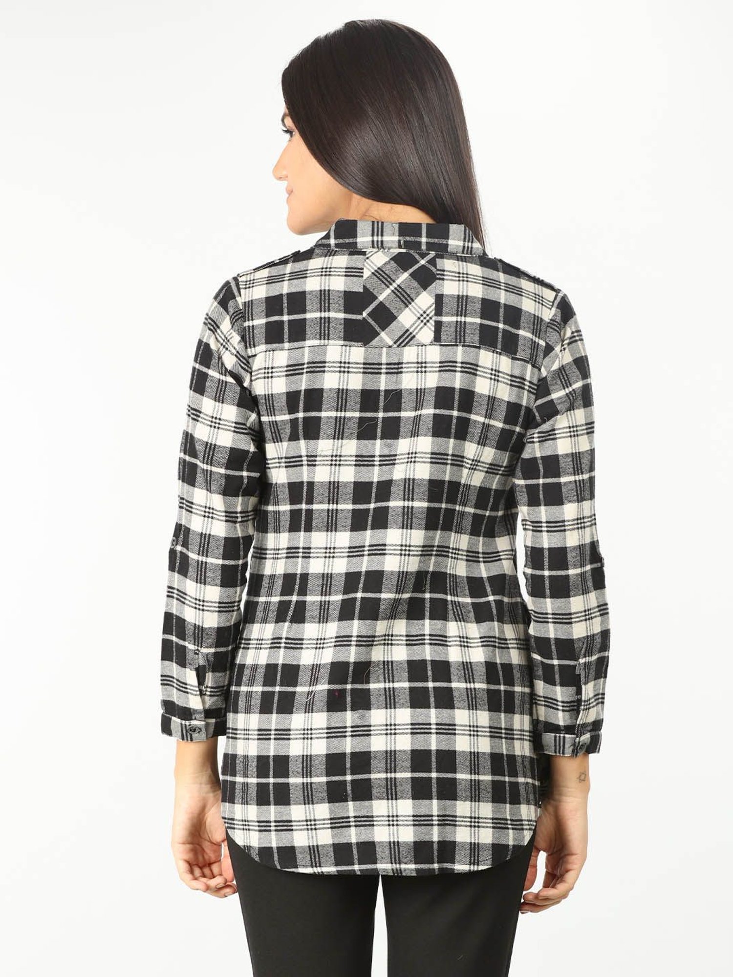 Mustard Black & White Checks Shirt