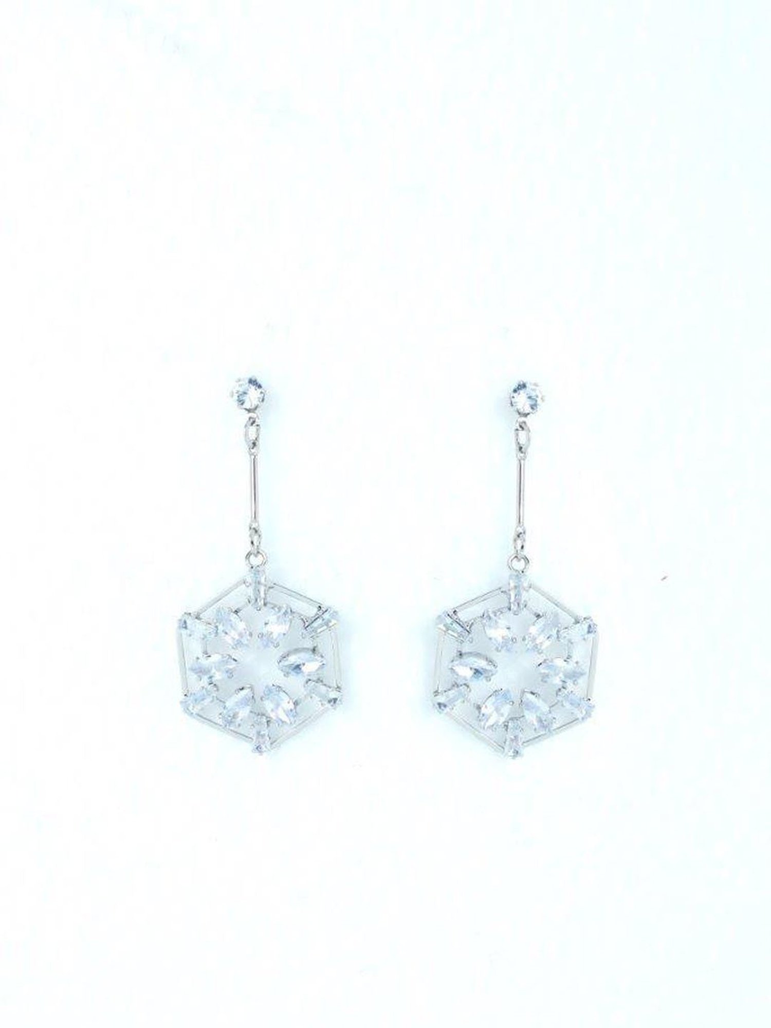 VOJ Silver Plated Stone Studded Circluar Earrings for Women