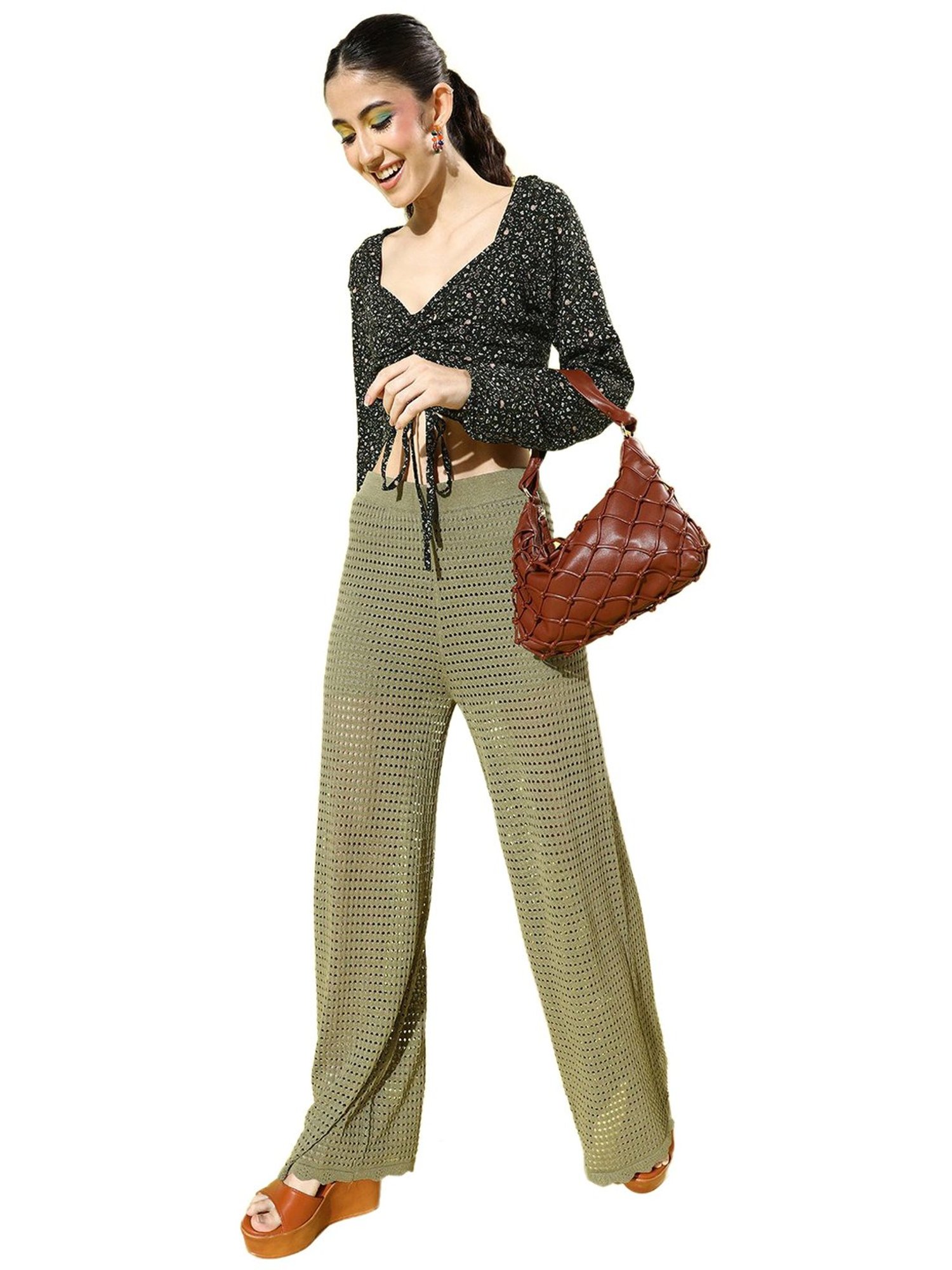 Sera Black Floral Print Crop Top