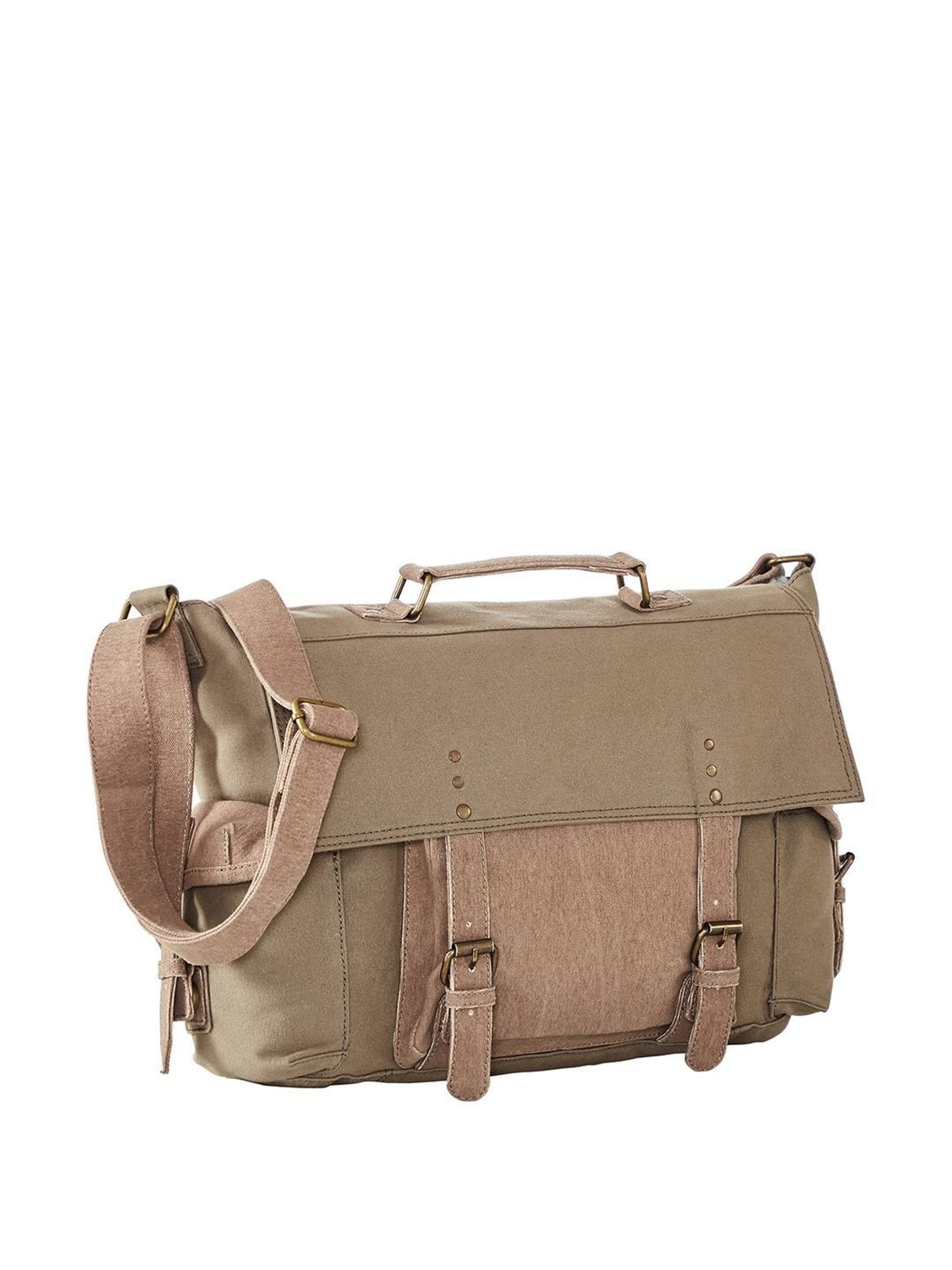 Mona B Beige Canvas Medium Messenger Bag