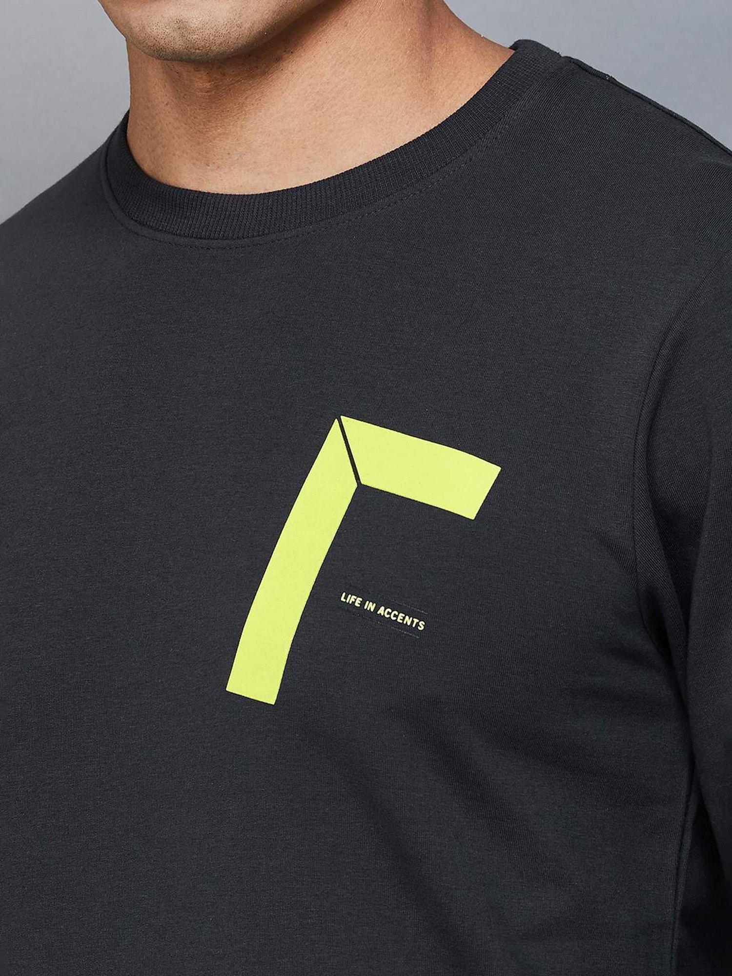 BOSSINI Charcoal Regular Fit Printed T-Shirt