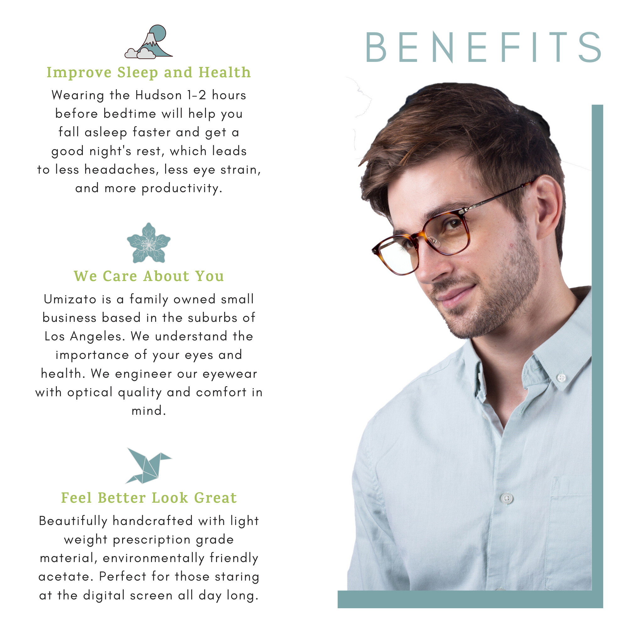 Umizato Titanium Blue Light Blocking Glasses for Men Women - Designer Vintage Gaming Computer Glasses Men, Nosepads, Eye Strain, Anti Screen Filter, UV Blocker Bluelight Protection (HUDSON)