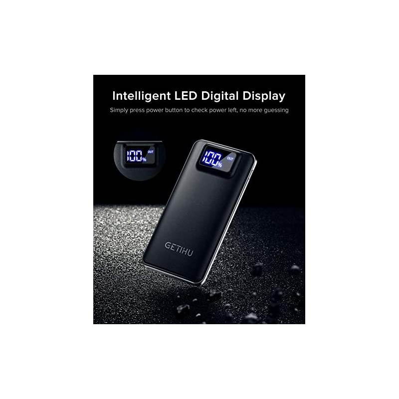 Portable Charger, 3A High Speed 10000mAh LED Display USB C Power Bank, Tri-outputs Battery Pack with Flashlight Compatible with iPhone 12 11 X 8 Samsung S20 Google LG iPad Tablet[2021 Upgraded]