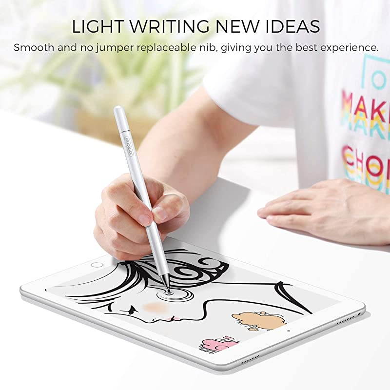 Stylus Pen for iPad Capacitive Pencil for Kid Student Drawing Writing High Sensitivity with Artist GlovePalm Rejection for Touch Screen Devices Tablet Smartphone White