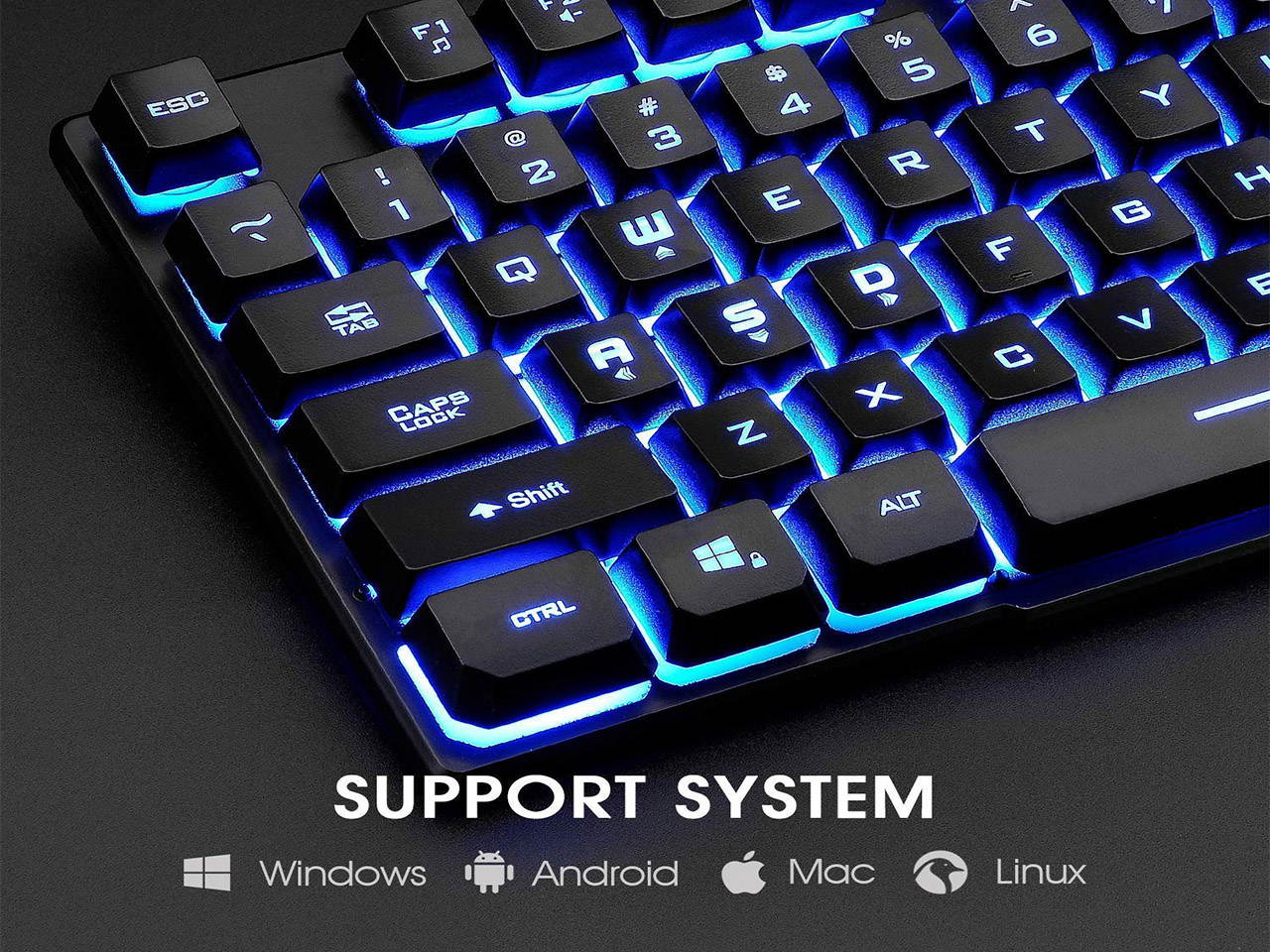 High Performance wired Keyboard, 3 Colors LED Backlit USB Wired Multimedia Keyboard For working, gaming, office, Standard 104 Keys, Automatically sleeping modes, Mechanical feeling Keyboard