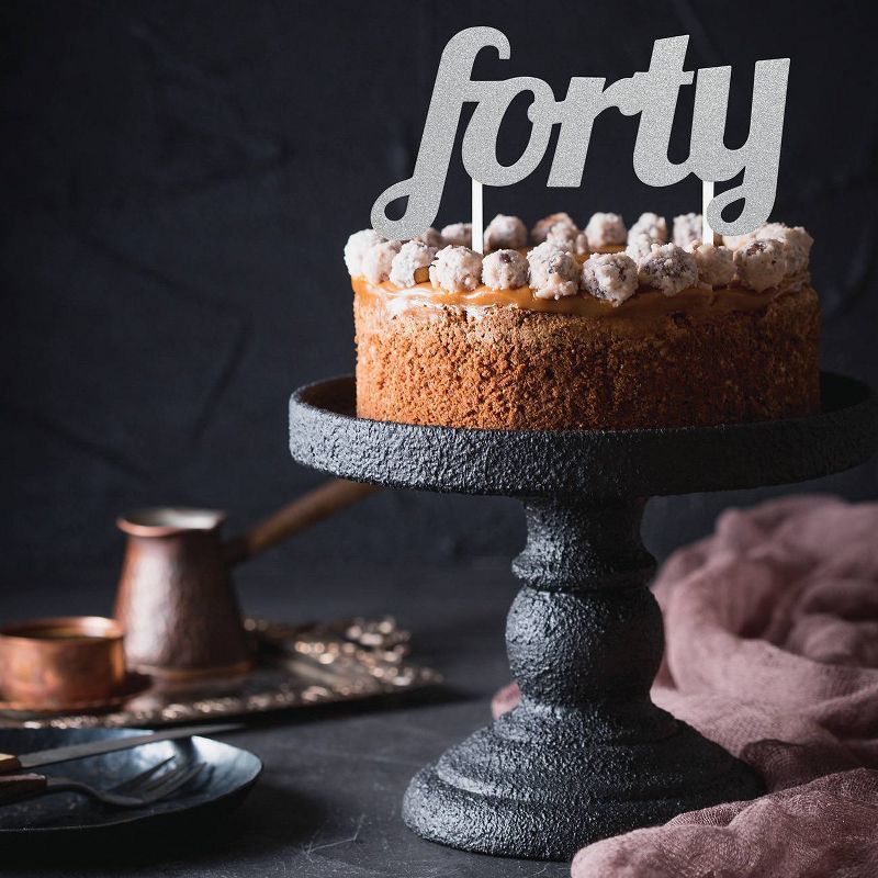 "Forty " Cake Topper Silver Glitter