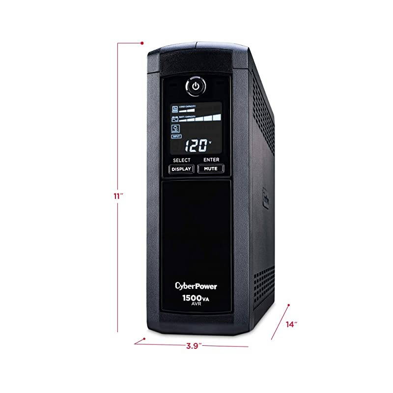 CP1500AVRLCD Intelligent LCD UPS System 1500VA900W 12 Outlets AVR MiniTower