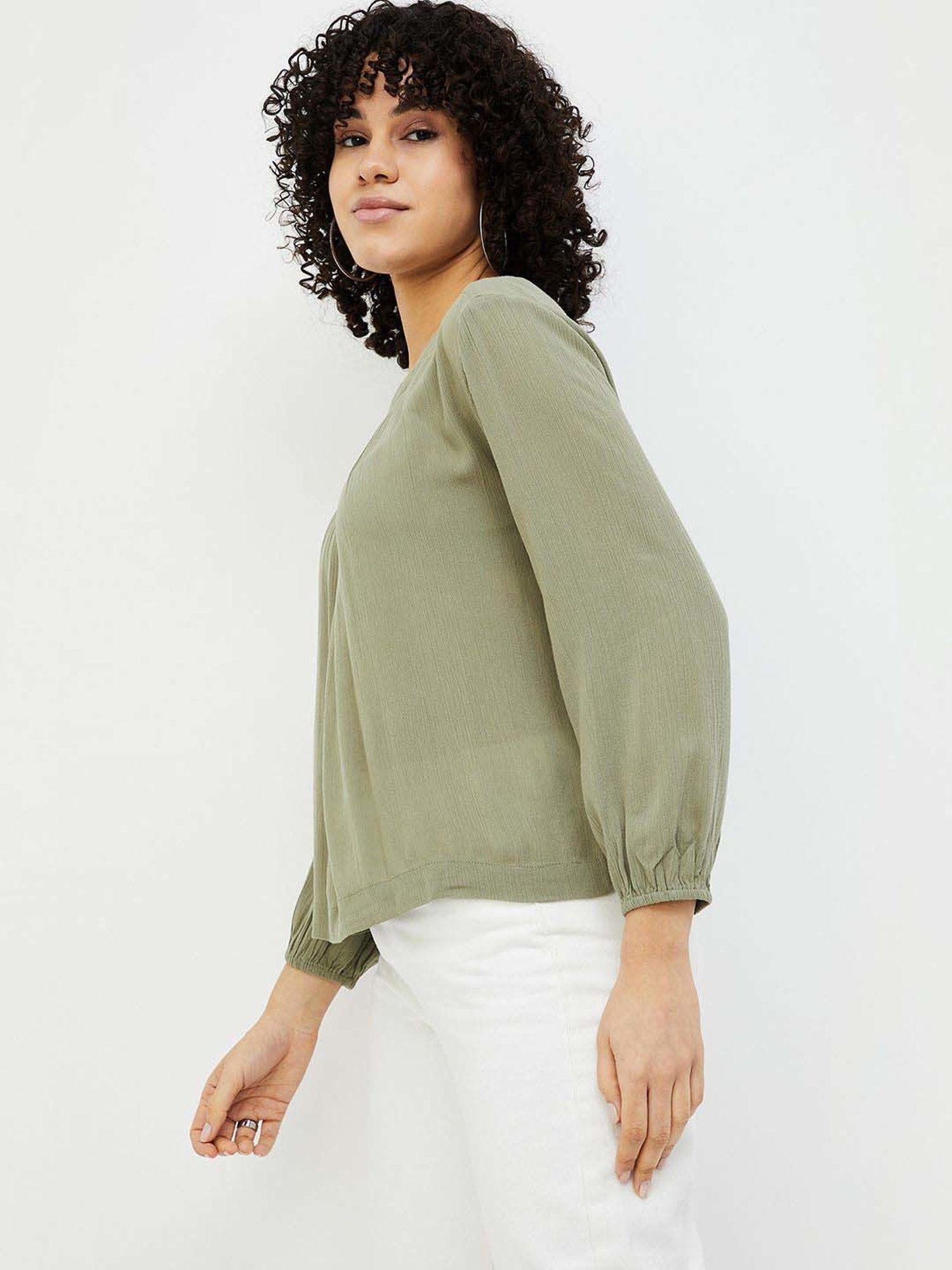 Fame Forever by Lifestyle Green Plain Top