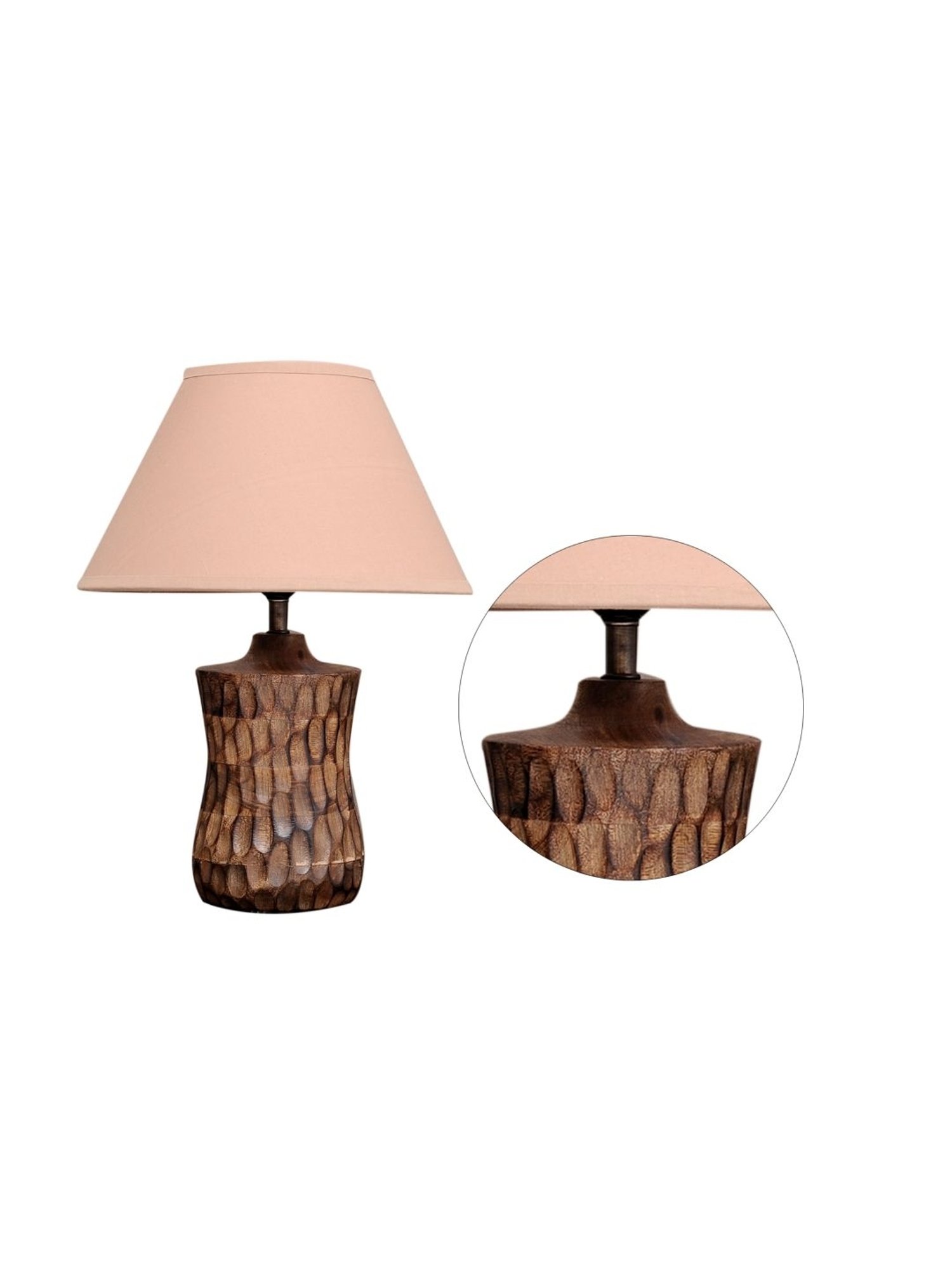 Kapoor Lamp Shades Brown & Pink Wood Emmett Carved Table Lamp