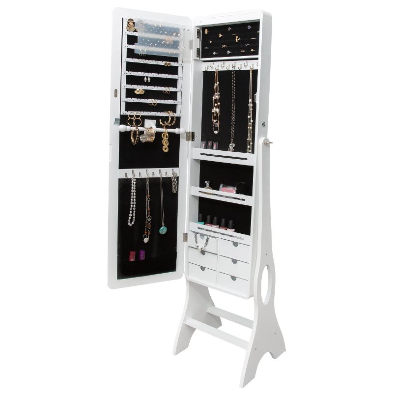 Ruby+Cash Mirrored Jewelry Armoire White