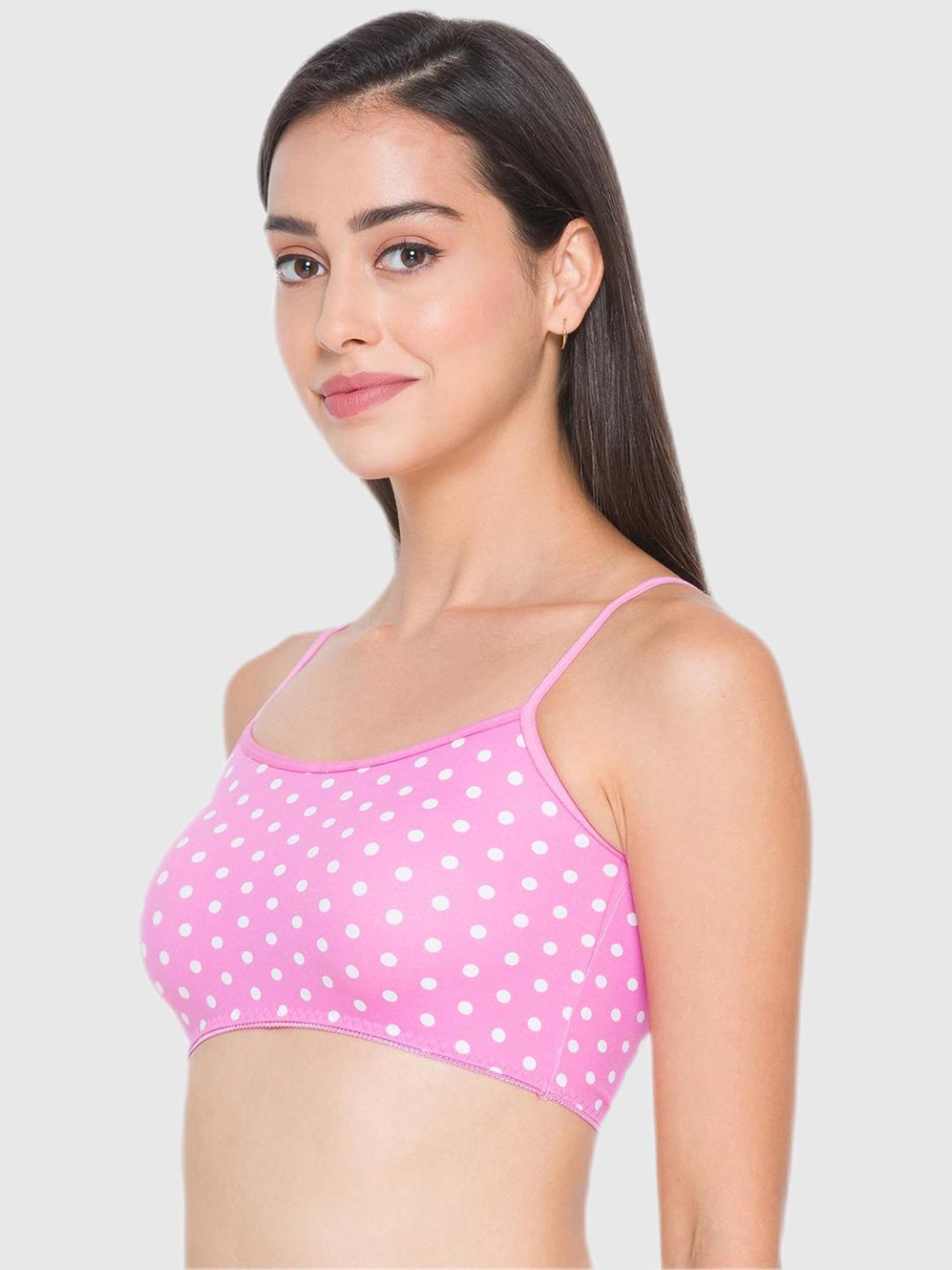 Candyskin Magenta Polka Dot Print Non Padded Bra