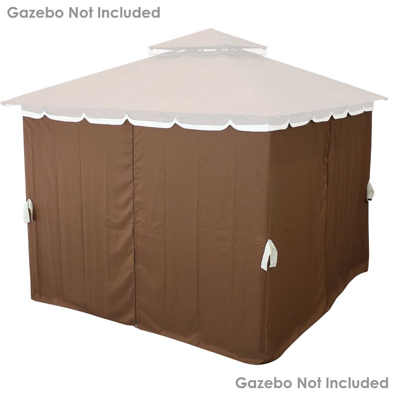 Sunnydaze Outdoor Gazebo 4-Piece Polyester Fabric Privacy Sidewall Set for 10' x 10' Gazebo - 80" H x 103" W - Brown