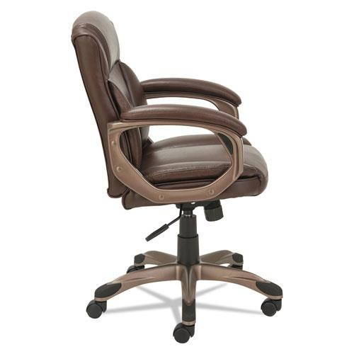 Alera Veon Series Low-Back Leather Task Chair w/Coil Spring Cushion, Brown