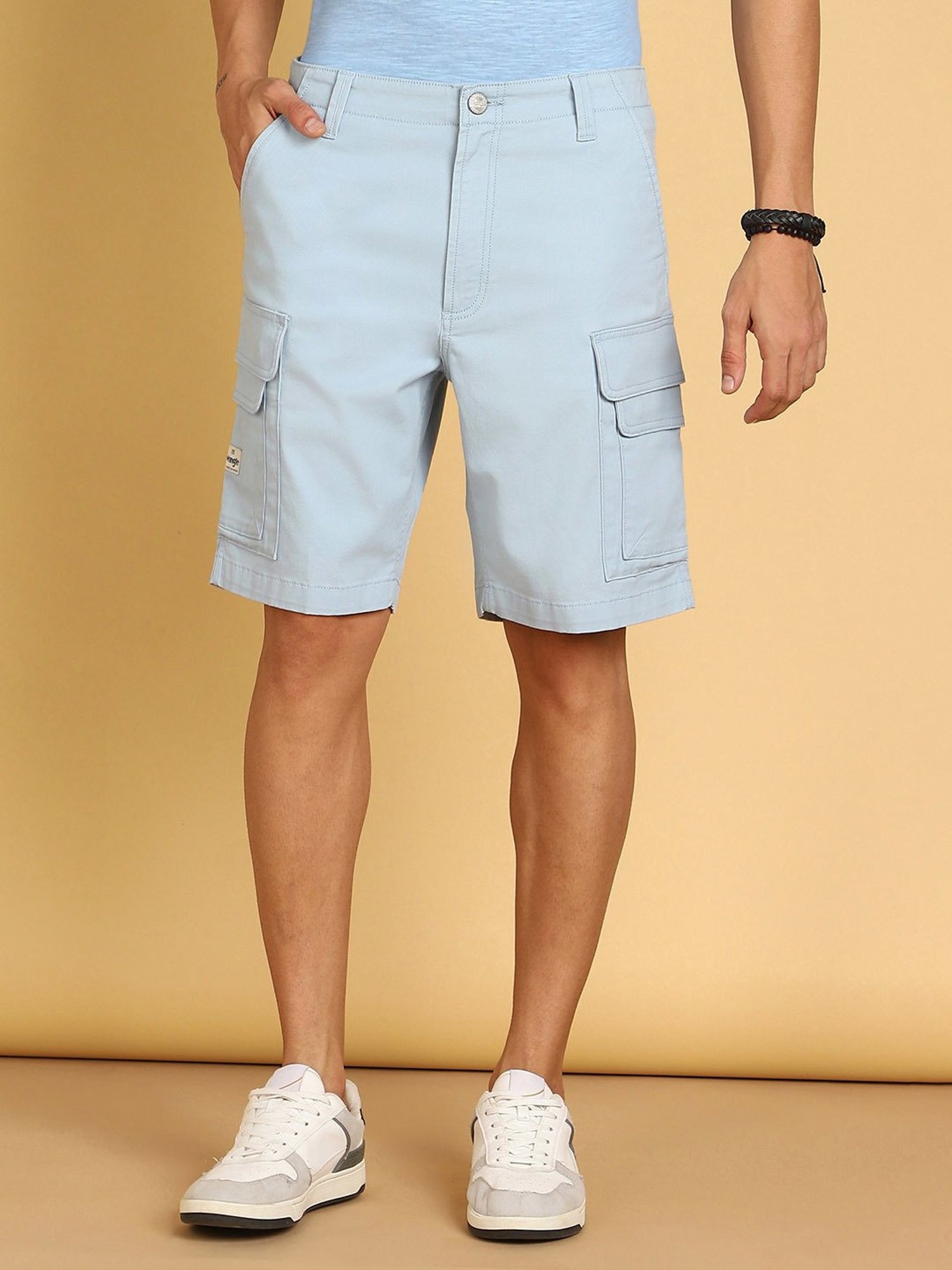Wrangler Light Blue Regular Fit Cargo Shorts